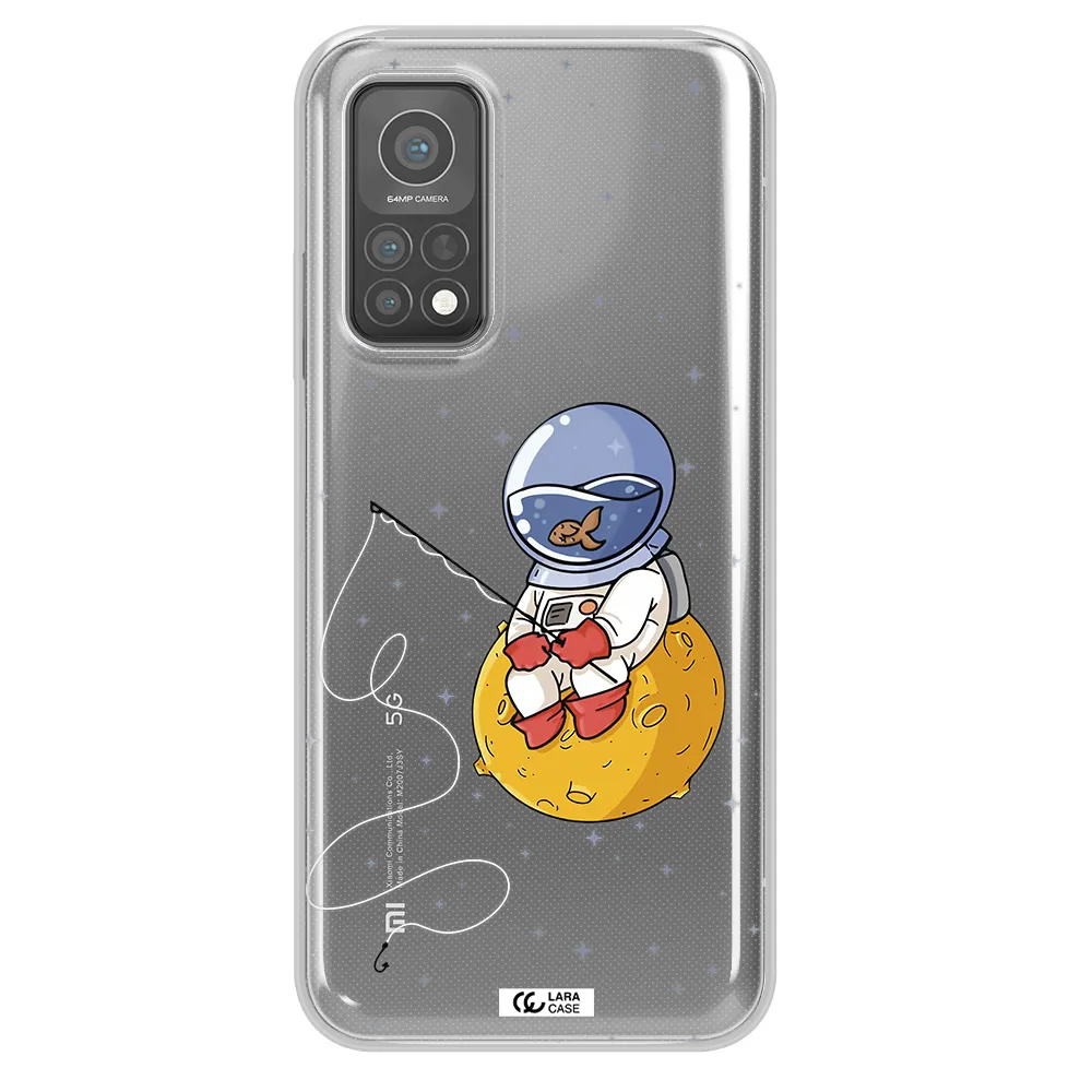 a cartoon of an astronaut sitting on a moon Xiaomi Mi 10 T Pro Clear TPU Case