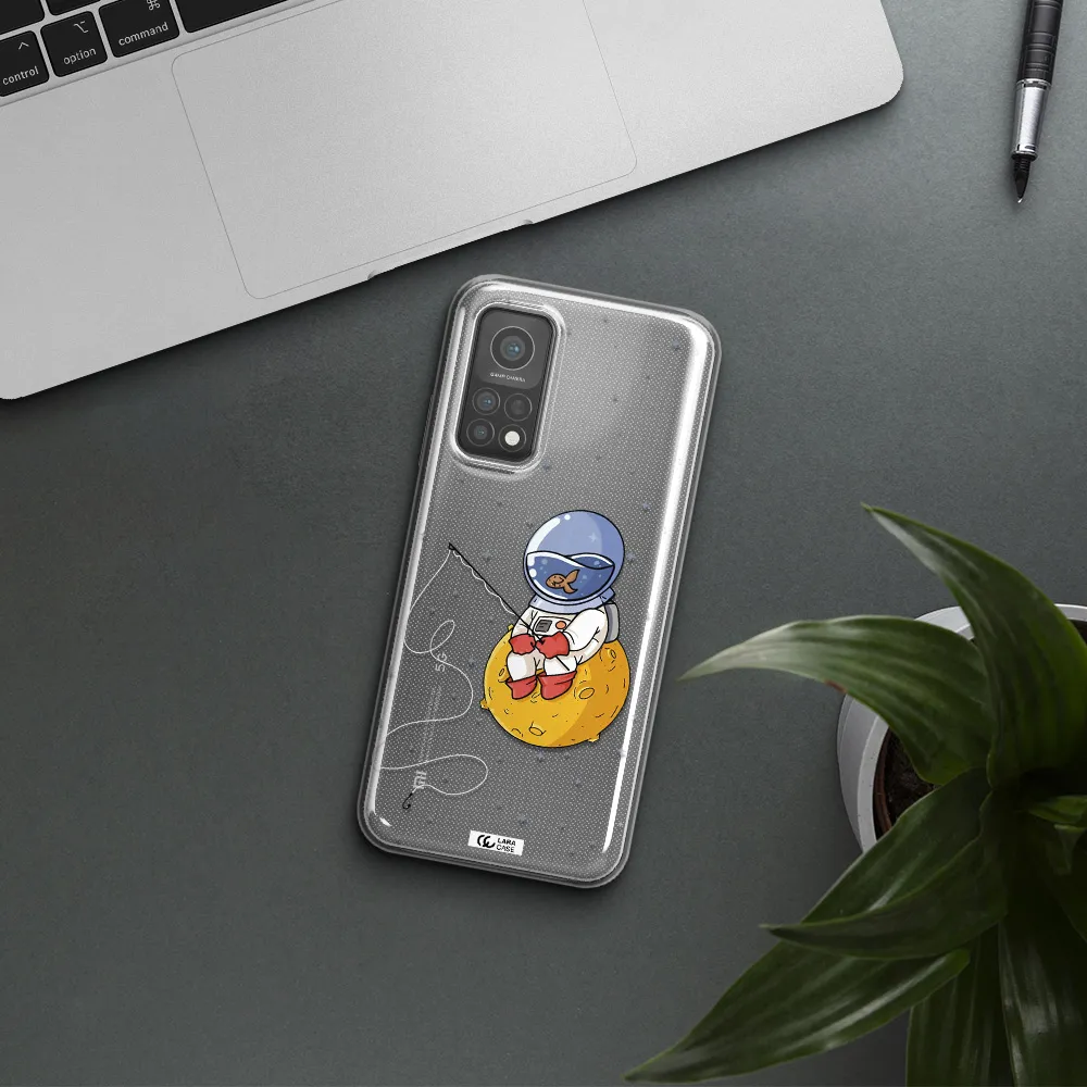 a cartoon of an astronaut sitting on a moon Xiaomi Mi 10 T Pro Clear TPU Case