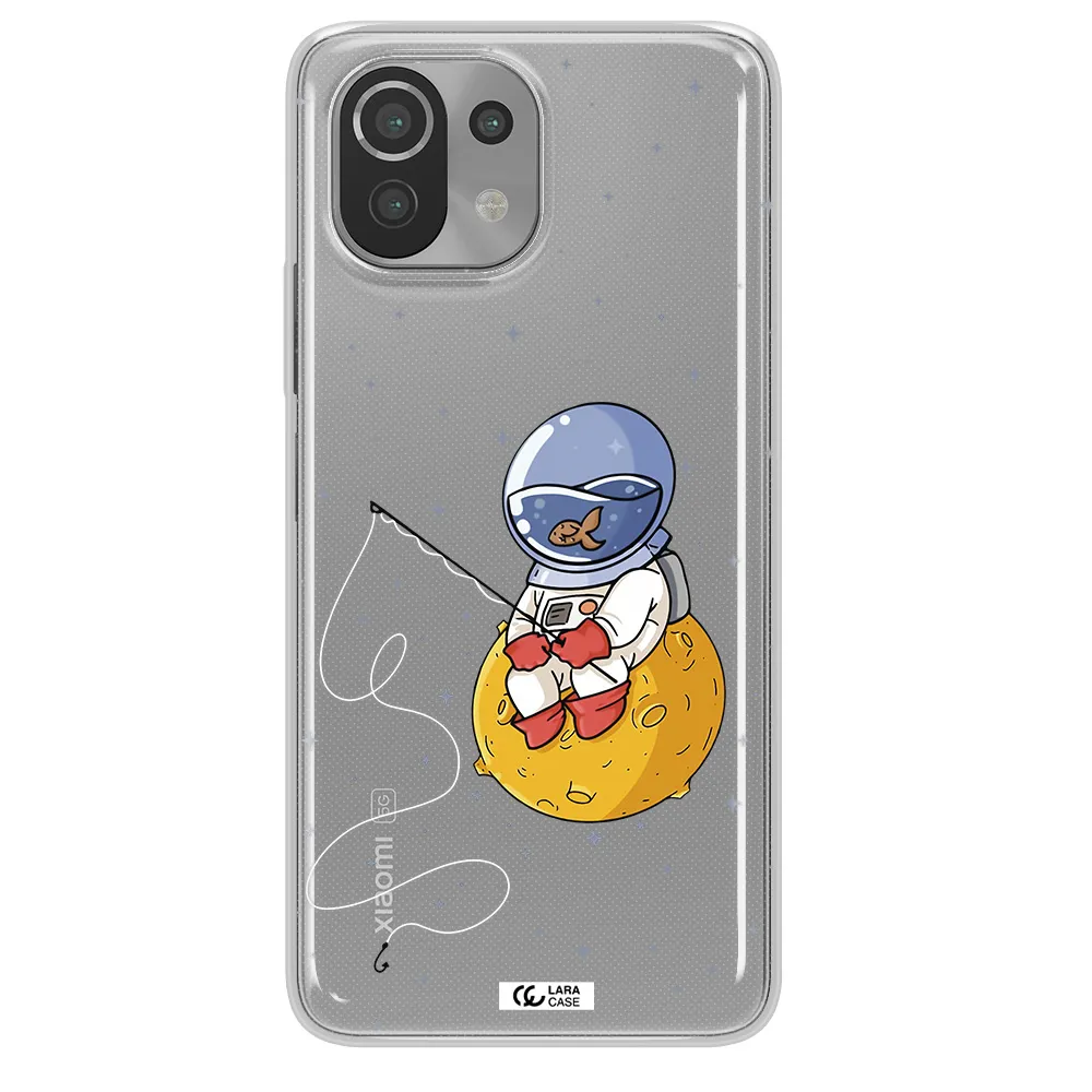 a cartoon of an astronaut sitting on a moon Xiaomi Mi 11 Lite Clear TPU Case