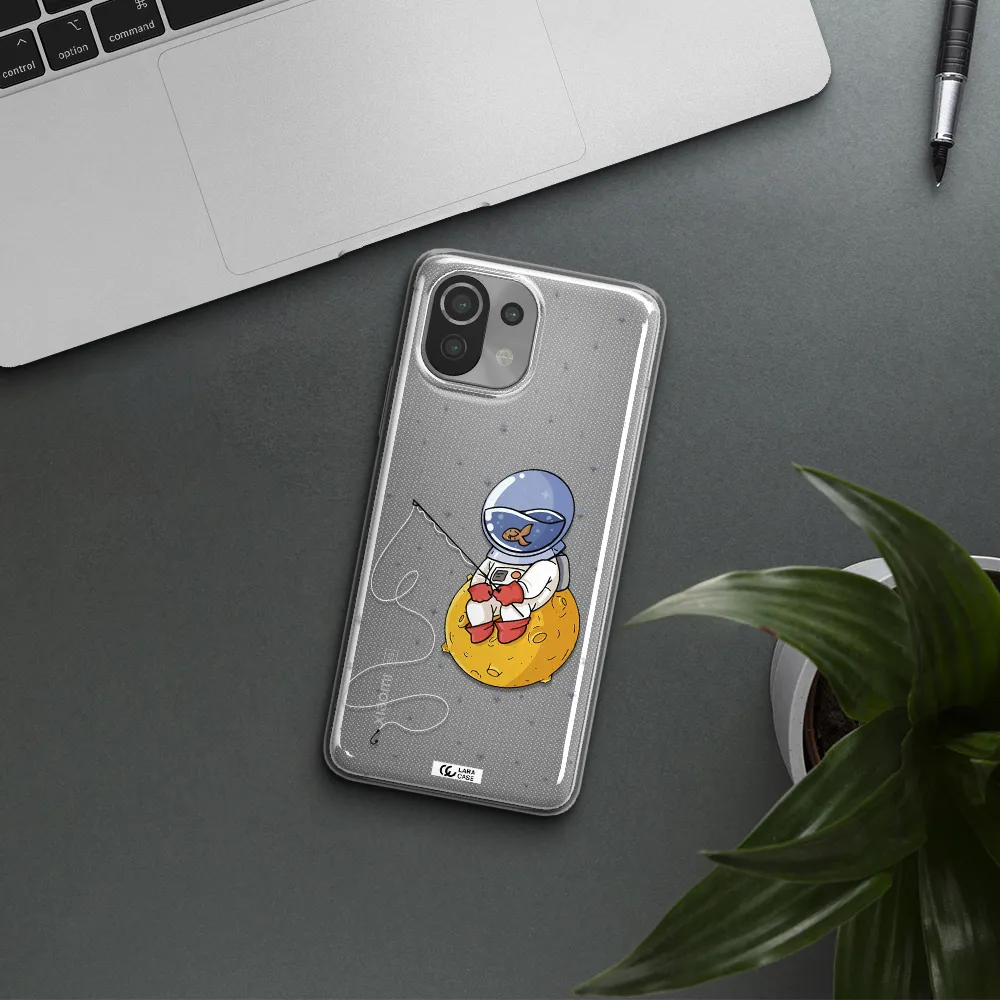 a cartoon of an astronaut sitting on a moon Xiaomi Mi 11 Lite Clear TPU Case