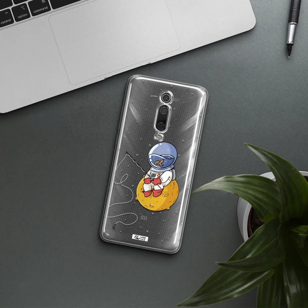 a cartoon of an astronaut sitting on a moon Xiaomi Mi 9T Clear TPU Case