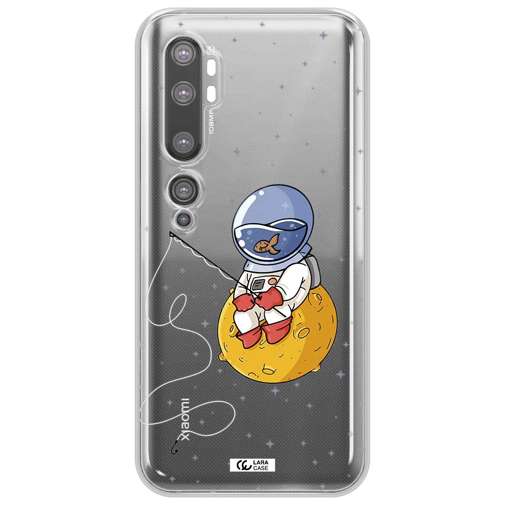 a cartoon of an astronaut sitting on a moon Xiaomi Mi Note 10 Clear TPU Case
