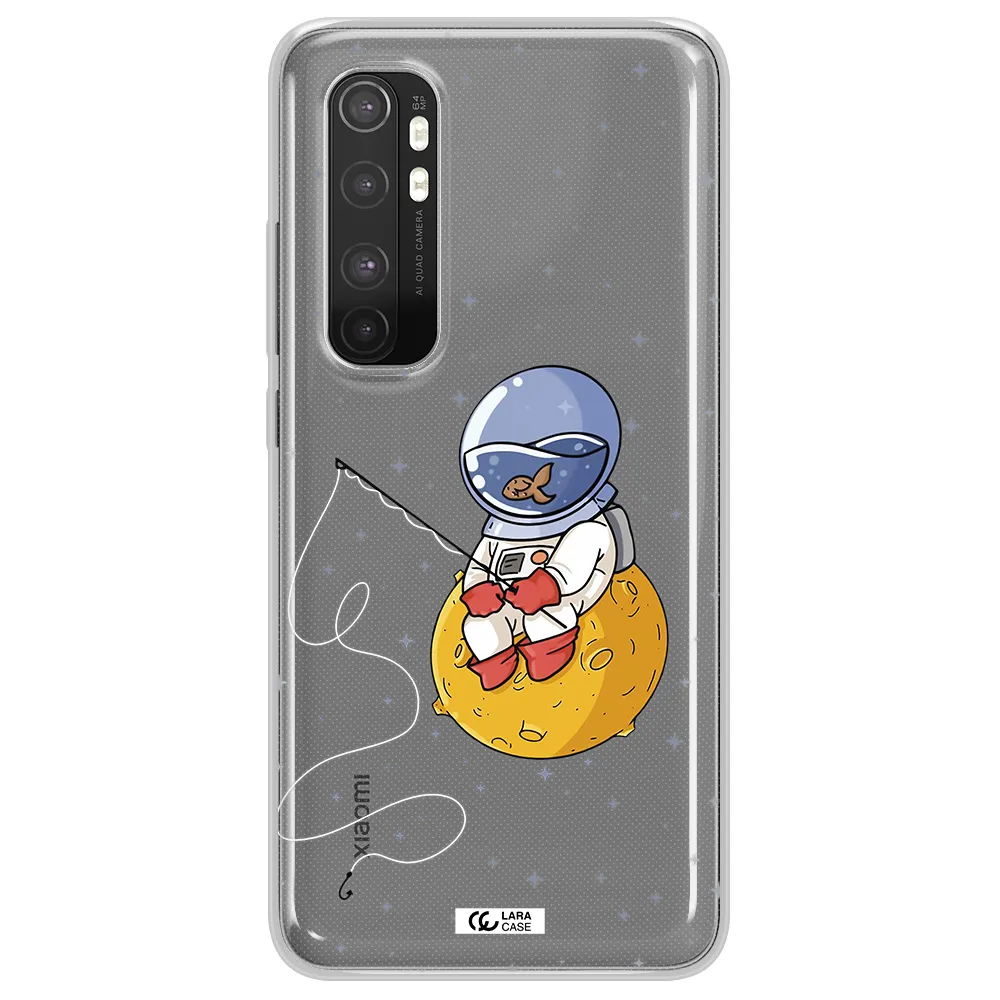 a cartoon of an astronaut sitting on a moon Xiaomi Mi Note 10 Lite Clear TPU Case