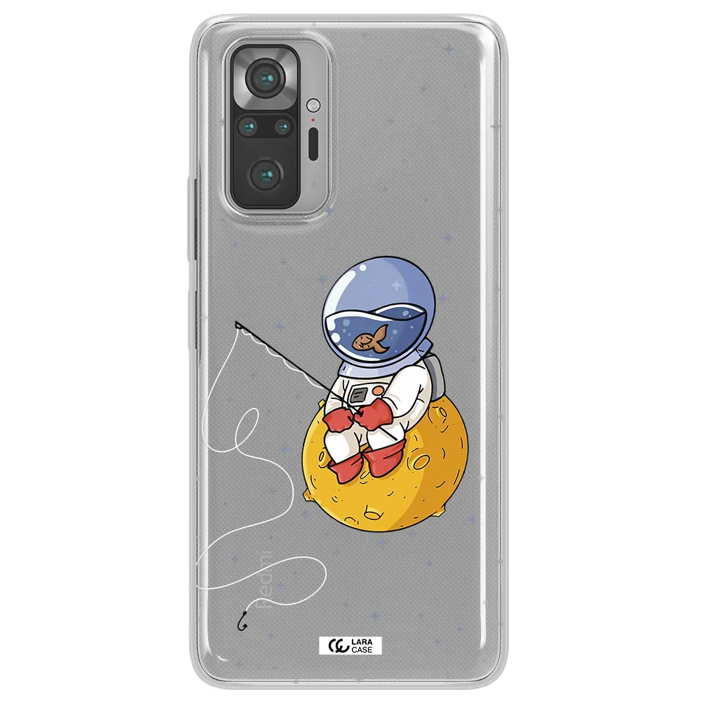 a cartoon of an astronaut sitting on a moon Xiaomi Note 10 Pro Clear TPU Case