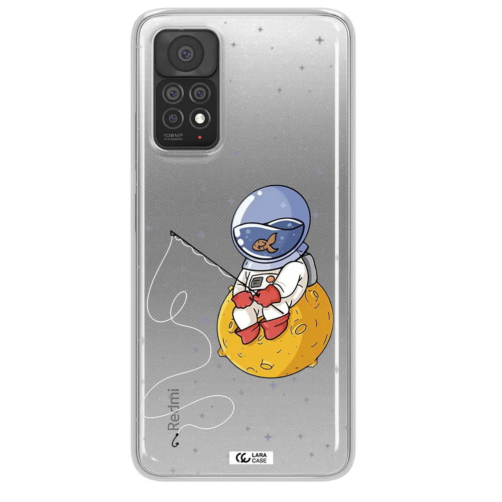 a cartoon of an astronaut sitting on a moon Xiaomi Note 11 Pro Clear TPU Case