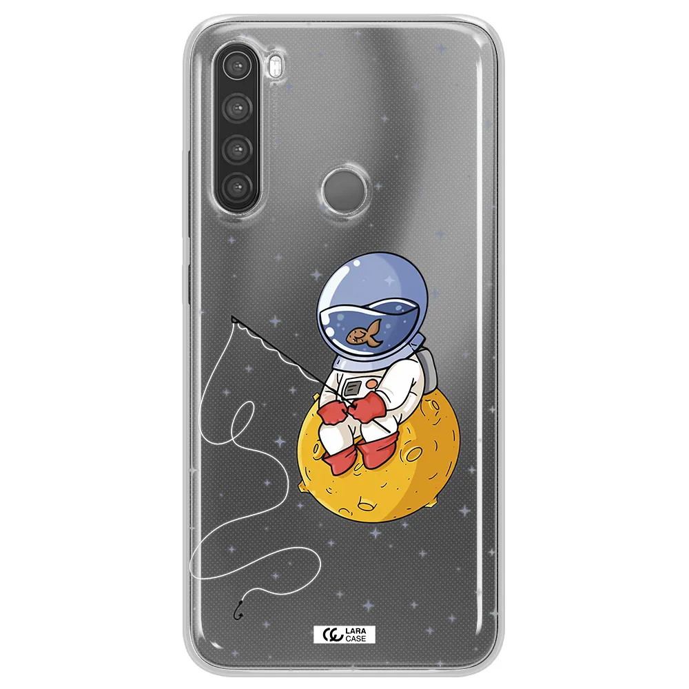 a cartoon of an astronaut sitting on a moon Xiaomi Note 8 Clear TPU Case
