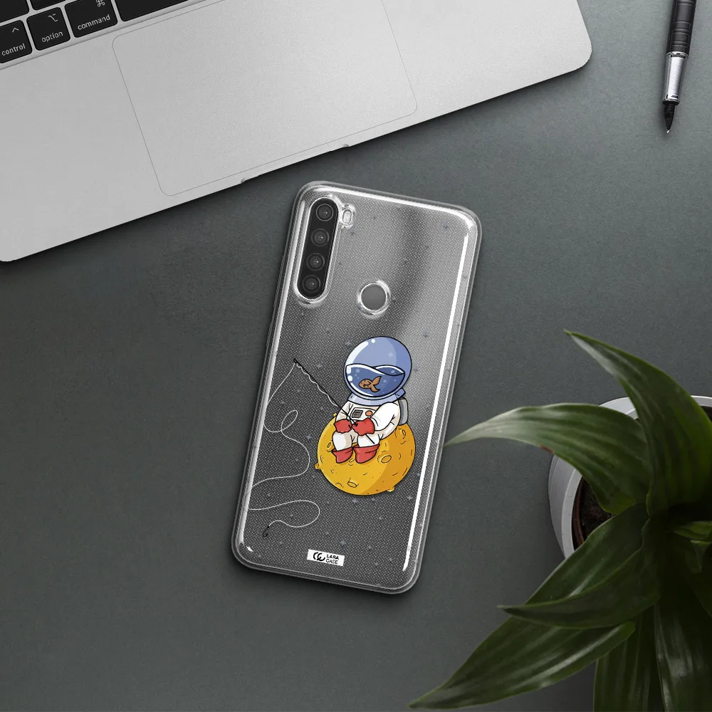 a cartoon of an astronaut sitting on a moon Xiaomi Note 8 Clear TPU Case