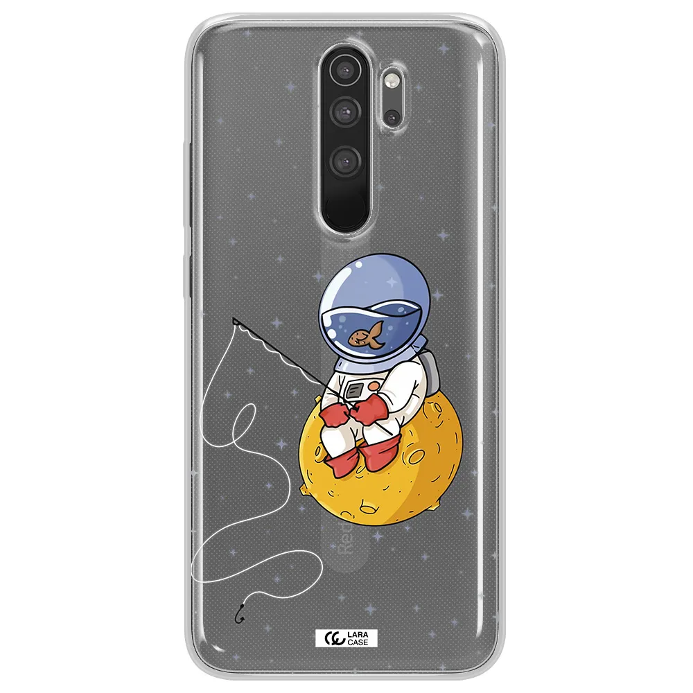 a cartoon of an astronaut sitting on a moon Xiaomi Note 8 Pro Clear TPU Case