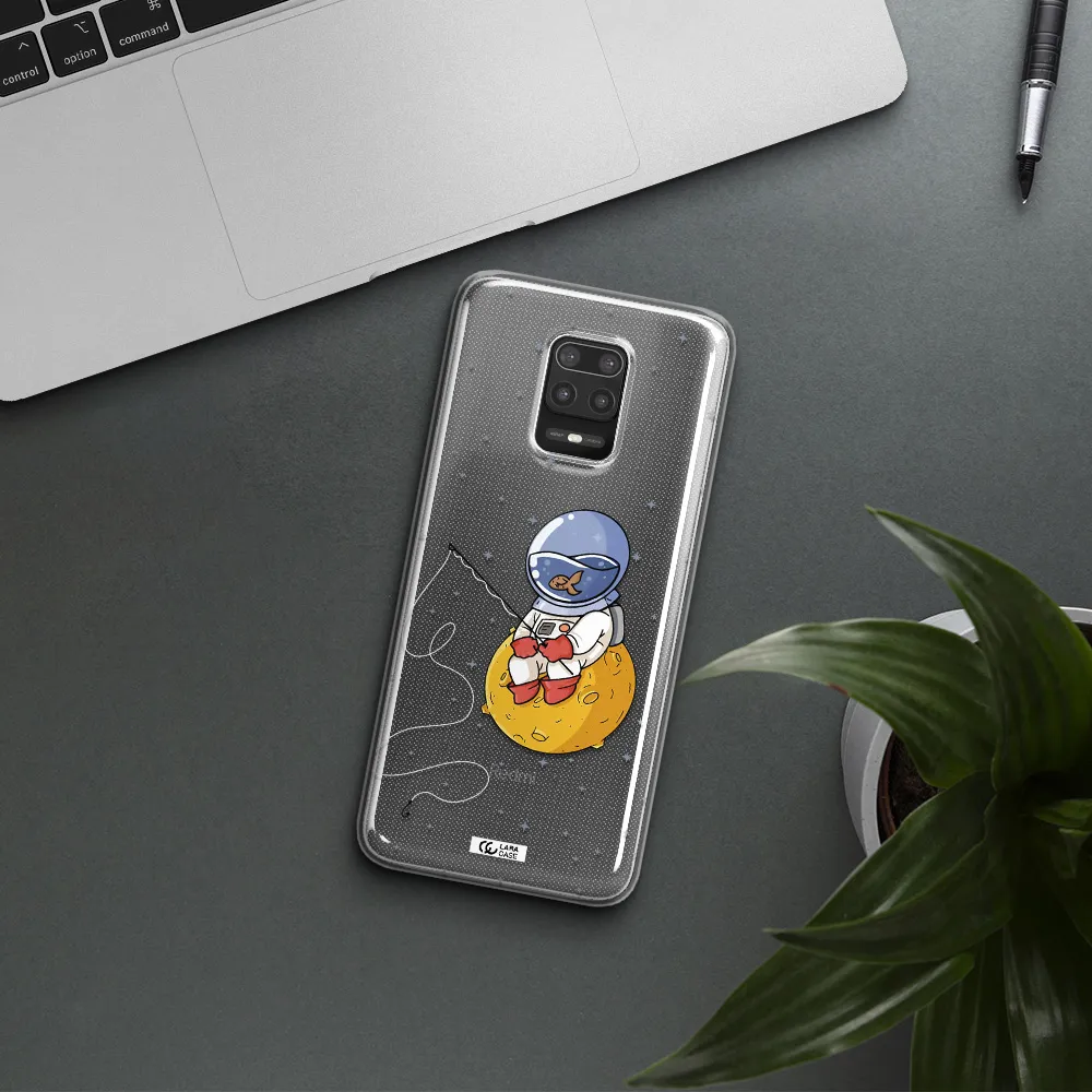 a cartoon of an astronaut sitting on a moon Xiaomi Note 9S Clear TPU Case