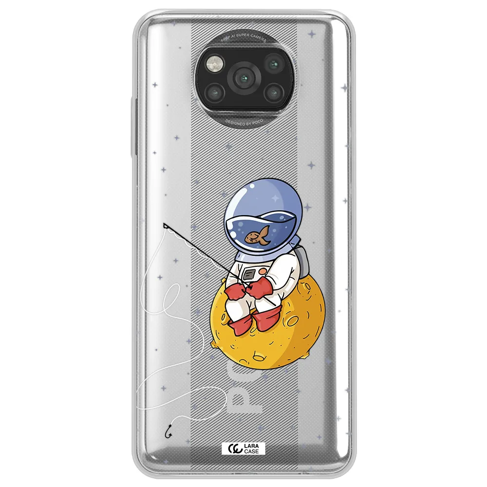 a cartoon of an astronaut sitting on a moon Xiaomi Poco X3 Clear TPU Case