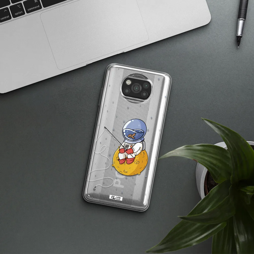 a cartoon of an astronaut sitting on a moon Xiaomi Poco X3 Clear TPU Case