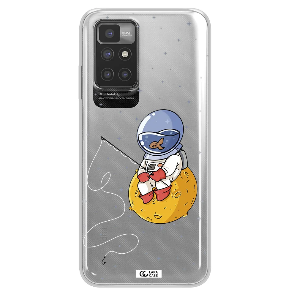 a cartoon of an astronaut sitting on a moon Xiaomi Redmi 10 Clear TPU Case