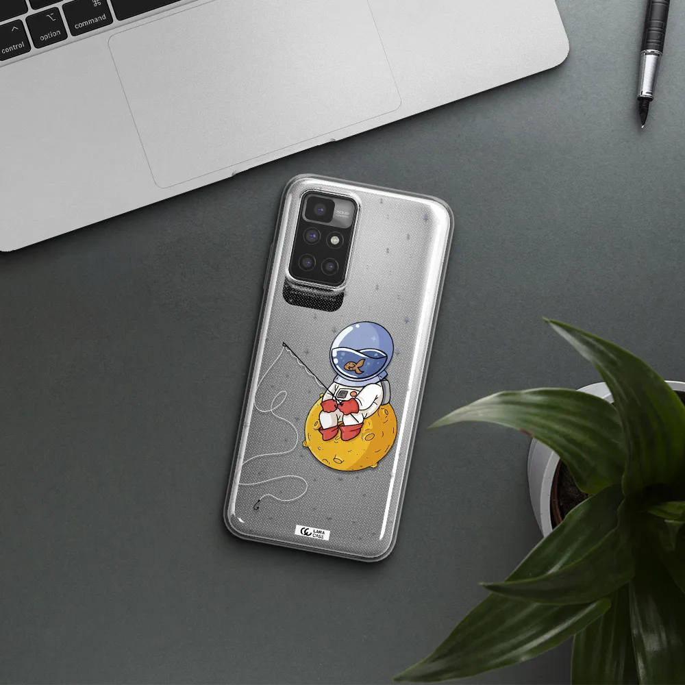 a cartoon of an astronaut sitting on a moon Xiaomi Redmi 10 Clear TPU Case