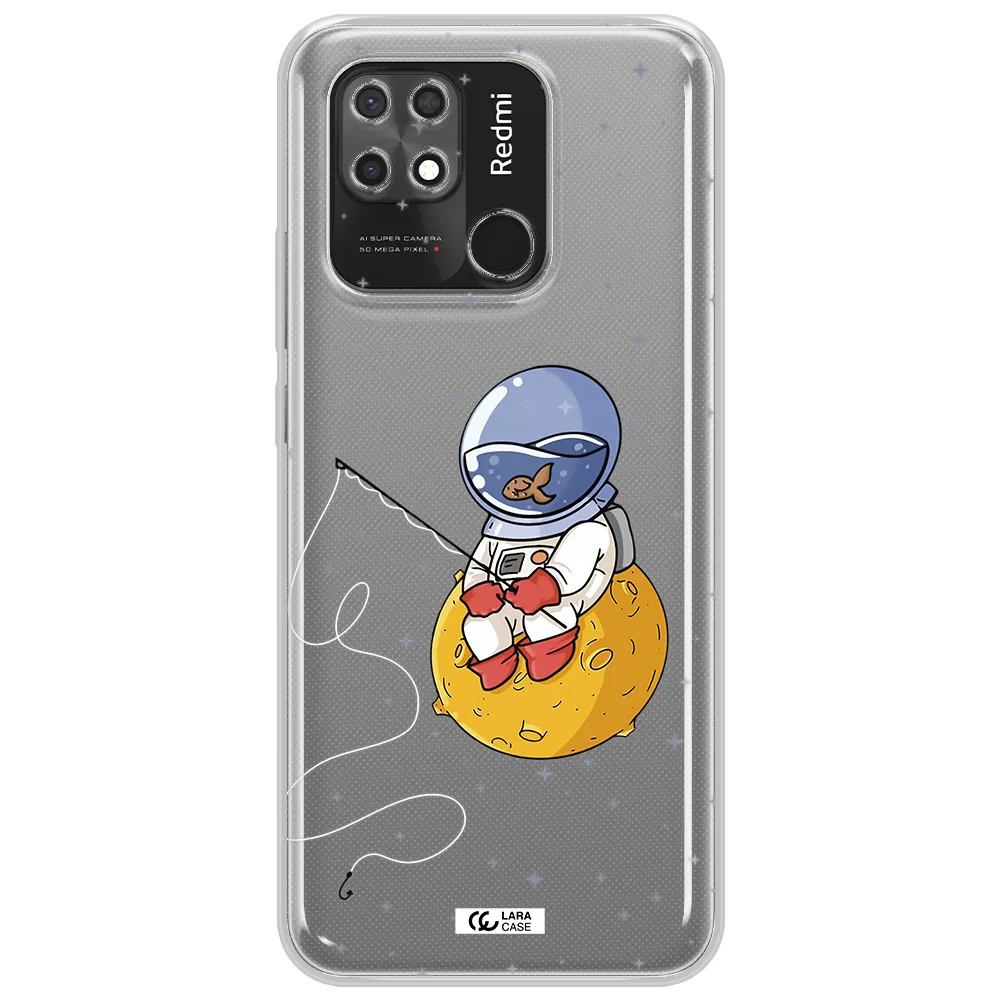 a cartoon of an astronaut sitting on a moon Xiaomi Redmi 10C Clear TPU Case