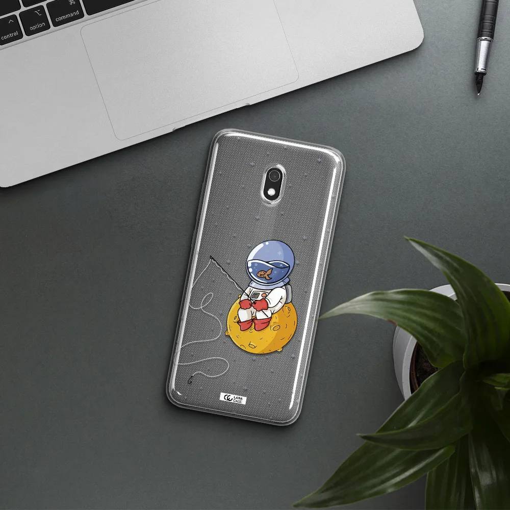 a cartoon of an astronaut sitting on a moon Xiaomi Redmi 8A Clear TPU Case