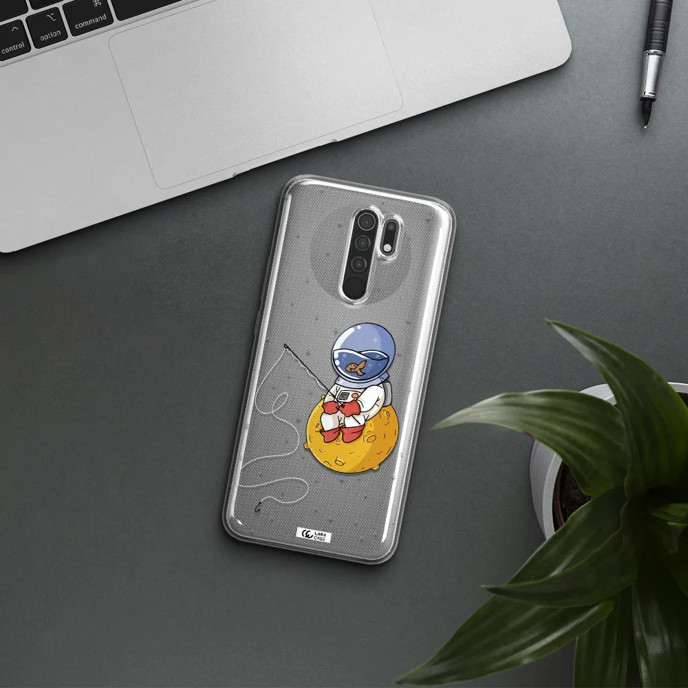 a cartoon of an astronaut sitting on a moon Xiaomi Redmi 9 Clear TPU Case