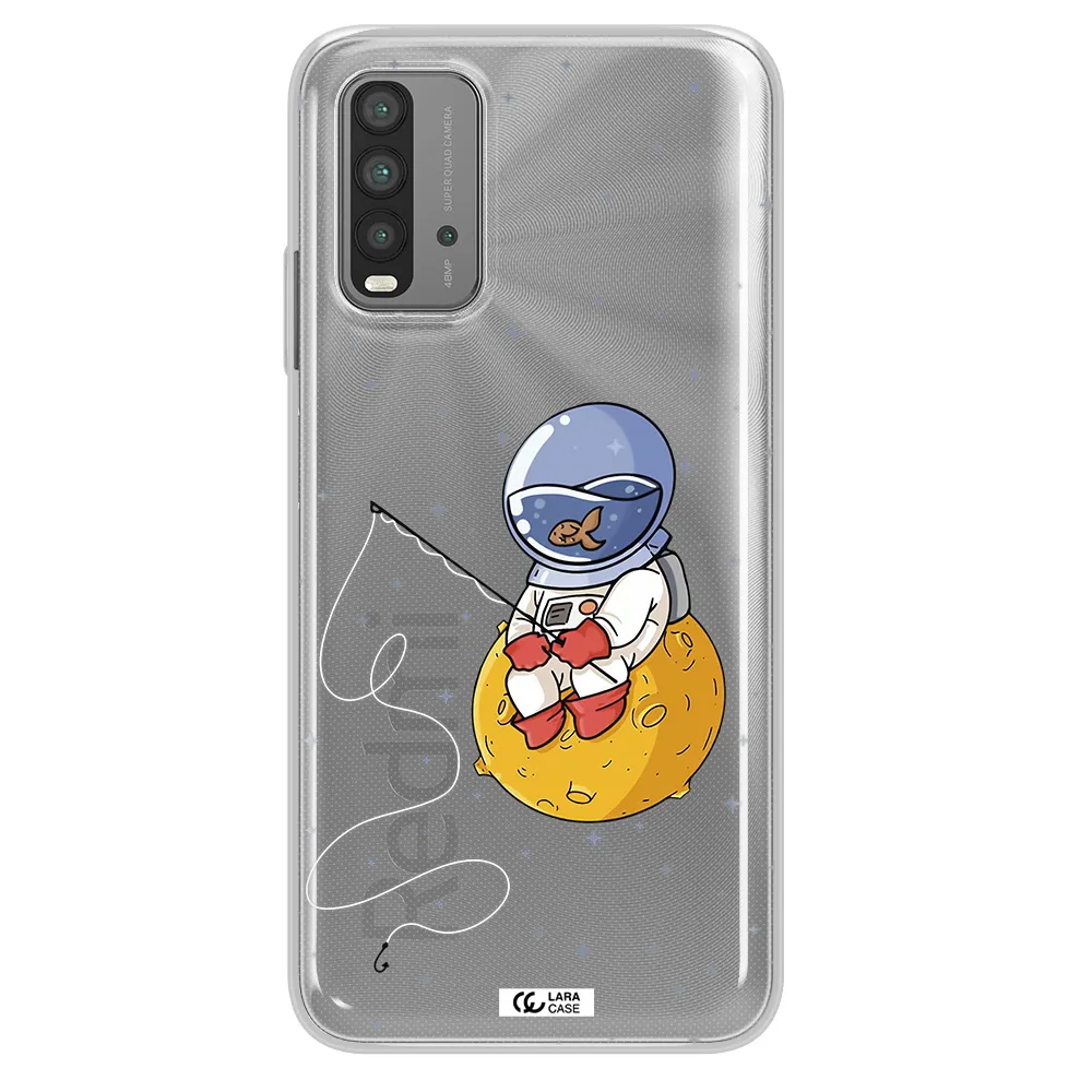a cartoon of an astronaut sitting on a moon Xiaomi Redmi 9T Clear TPU Case