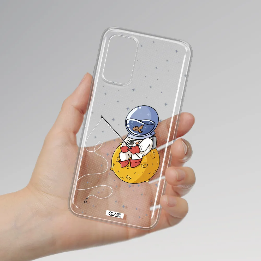 a cartoon of an astronaut sitting on a moon Xiaomi Redmi 9T Clear TPU Case