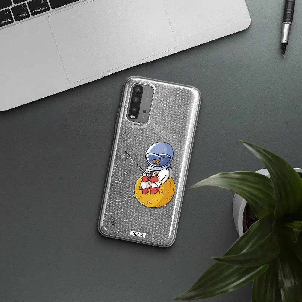 a cartoon of an astronaut sitting on a moon Xiaomi Redmi 9T Clear TPU Case