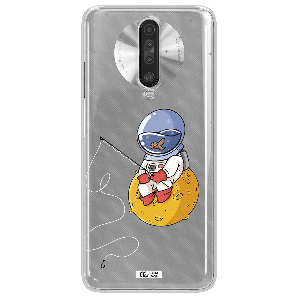 a cartoon of an astronaut sitting on a moon Xiaomi Redmi K30 Clear TPU Case