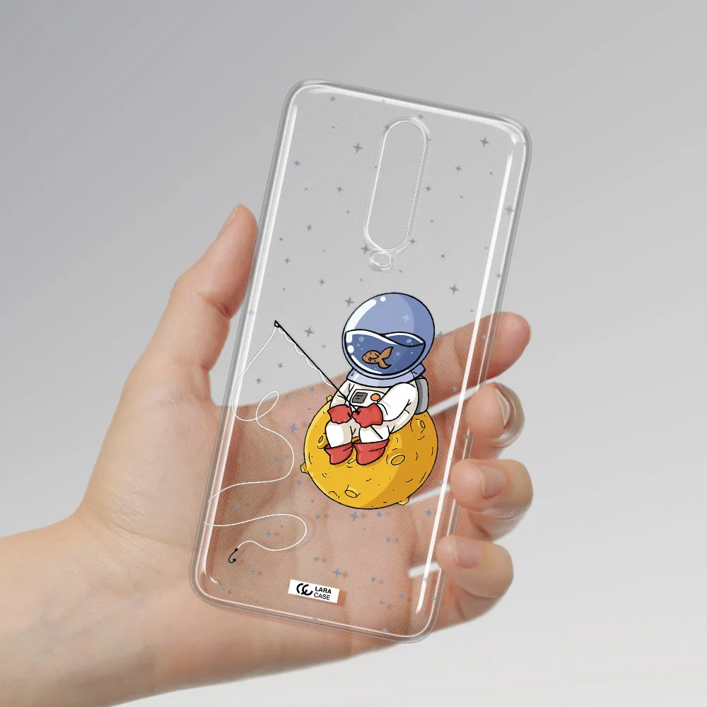 a cartoon of an astronaut sitting on a moon Xiaomi Redmi K30 Clear TPU Case