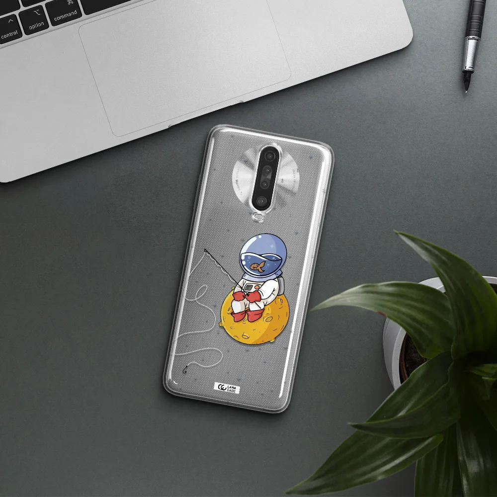a cartoon of an astronaut sitting on a moon Xiaomi Redmi K30 Clear TPU Case