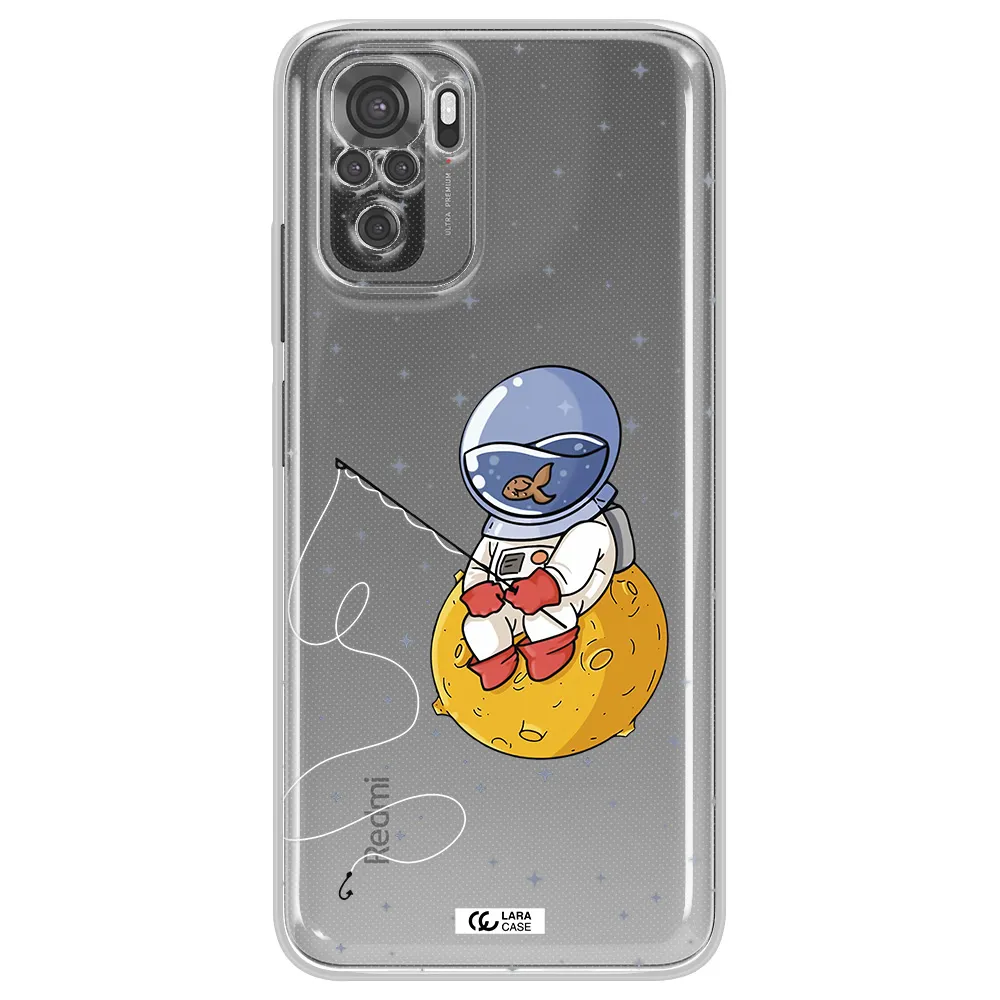 A Cartoon Of An Astronaut Sitting On A Moon Xiaomi Redmi Note 10S Clear Tpu Case