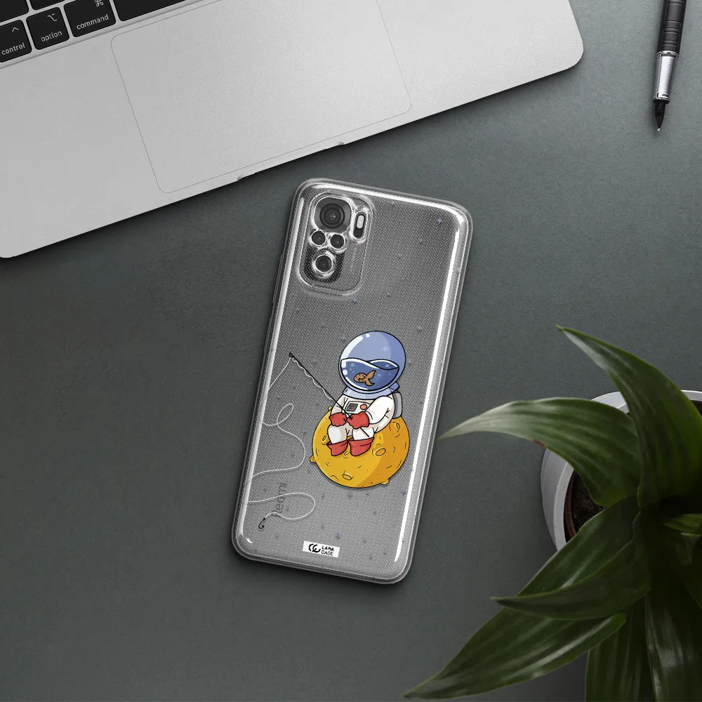 A Cartoon Of An Astronaut Sitting On A Moon Xiaomi Redmi Note 10S Clear Tpu Case
