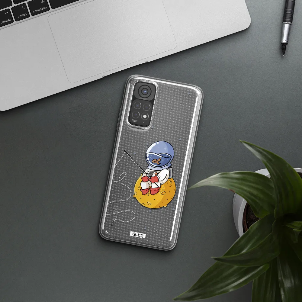 a cartoon of an astronaut sitting on a moon Xiaomi Redmi Note 11 Clear TPU Case