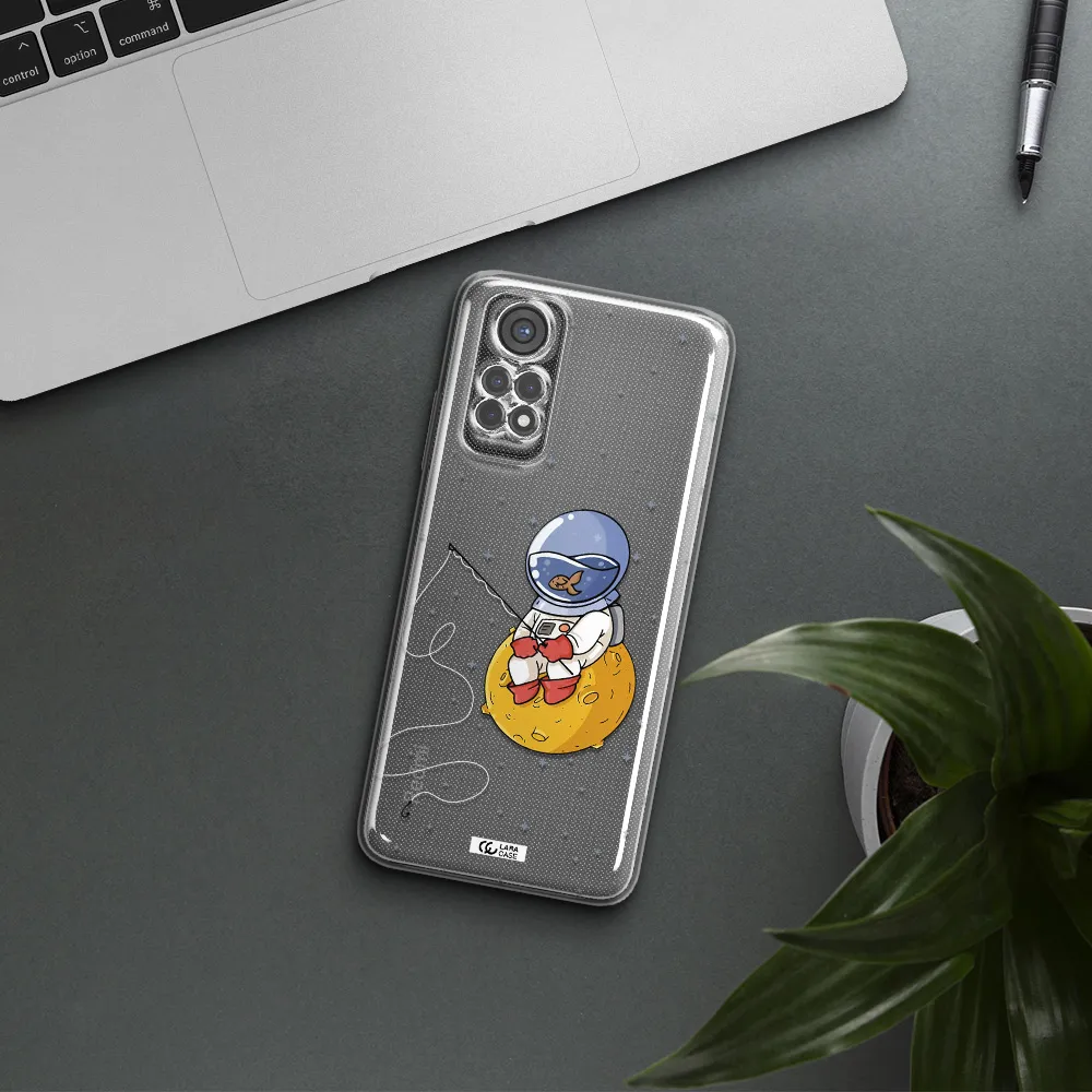 A Cartoon Of An Astronaut Sitting On A Moon Xiaomi Redmi Note 11S Clear Tpu Case