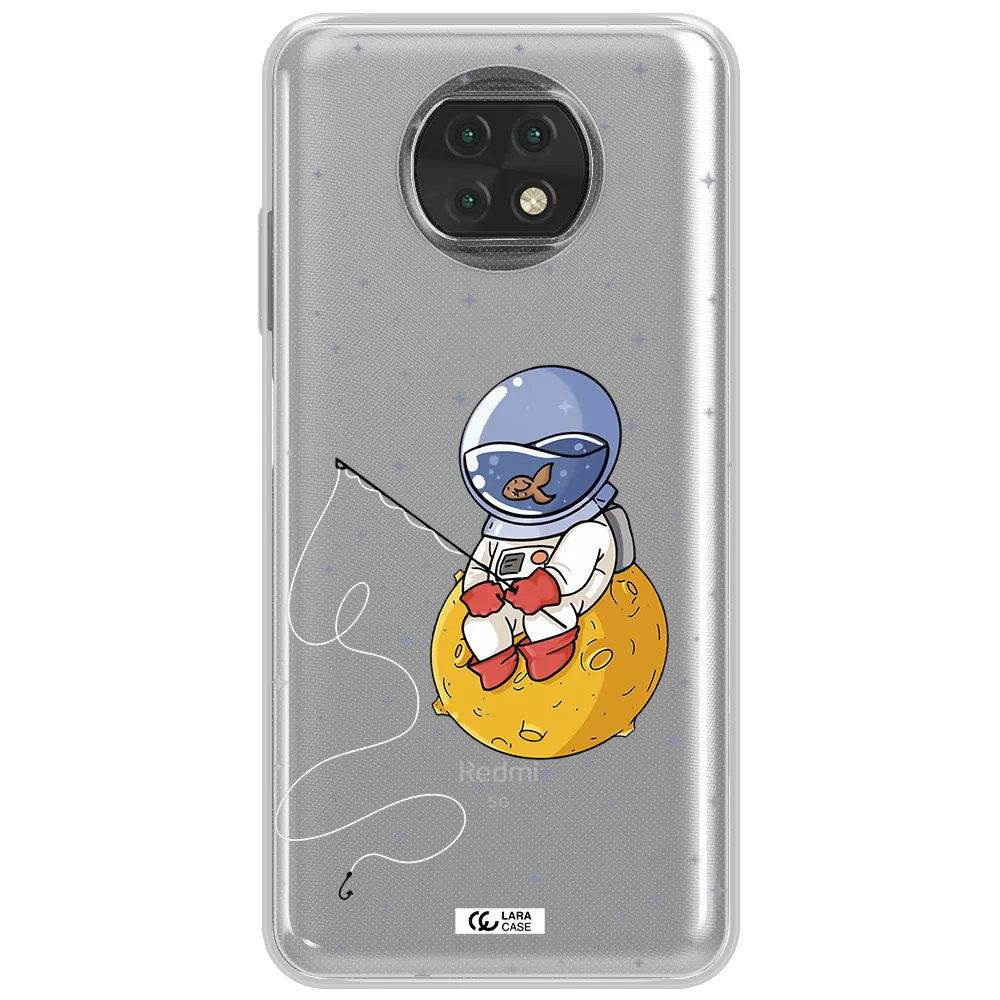 A Cartoon Of An Astronaut Sitting On A Moon Xiaomi Redmi Note 9T Clear Tpu Case