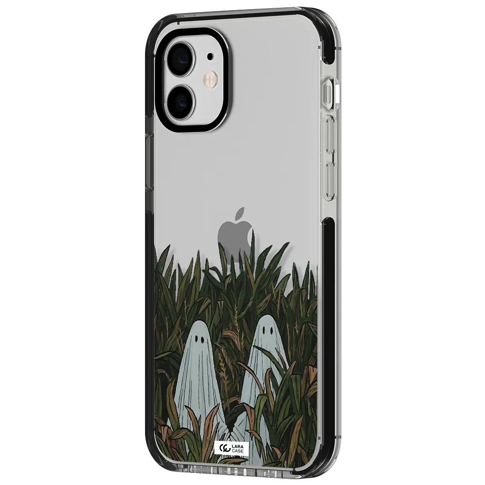 a group of ghosts in a field of grass Apple iPhone 11 impact black border Case