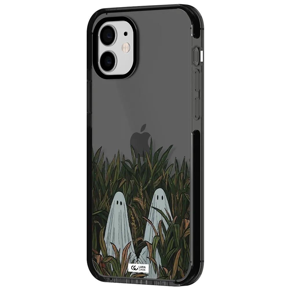 a group of ghosts in a field of grass Apple iPhone 11 impact Smoke Black Case
