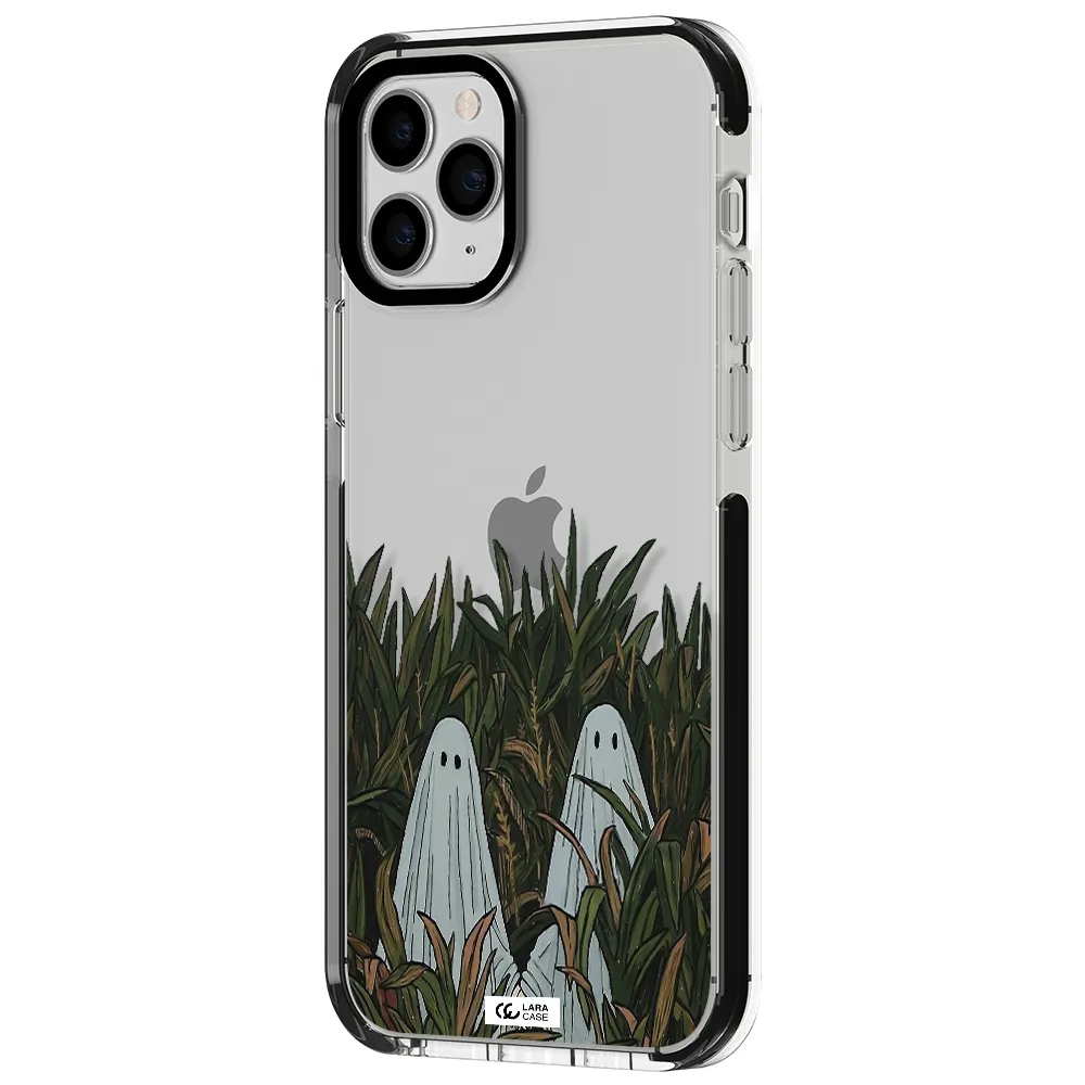 a group of ghosts in a field of grass Apple iPhone 11 pro max impact black border Case