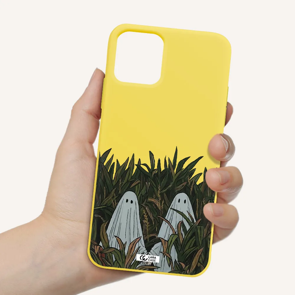 a group of ghosts in a field of grass Apple iPhone 11 pro max Silicone canary yellow Case