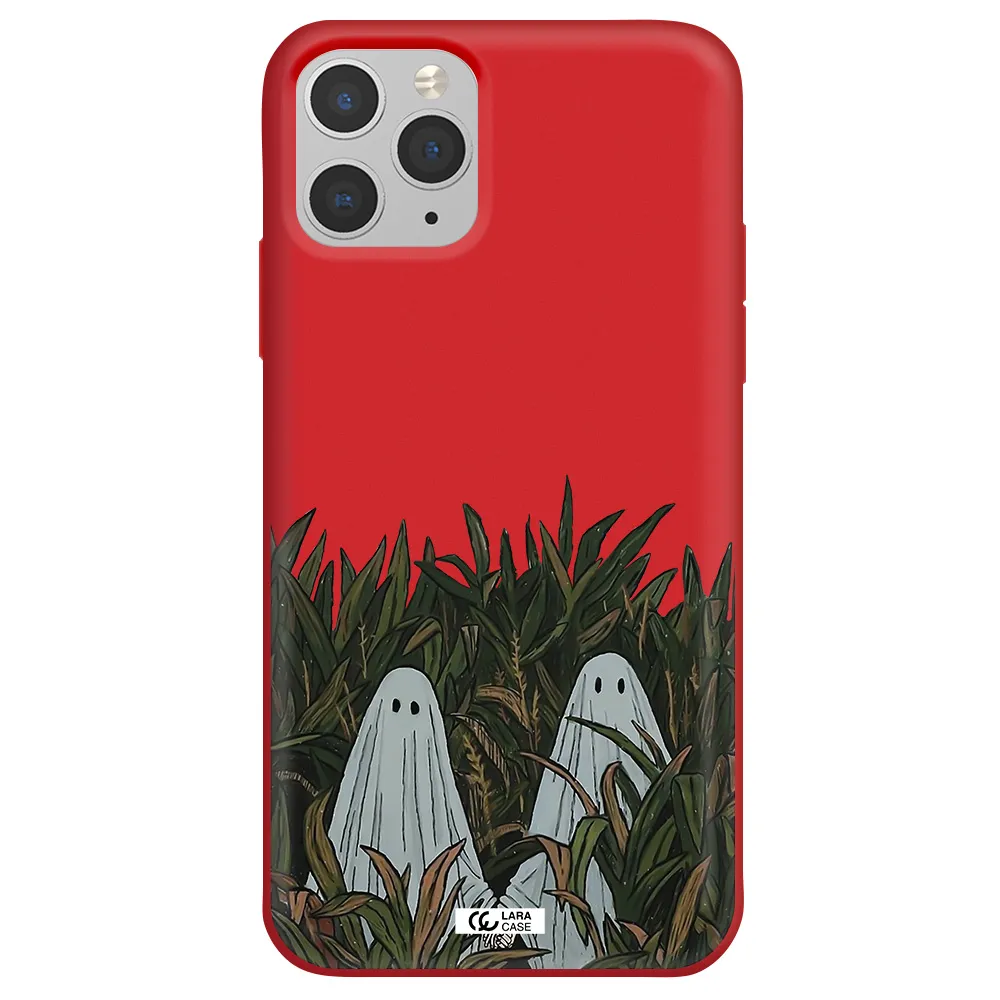 a group of ghosts in a field of grass Apple iPhone 11 pro max Silicone Imperial Red Case