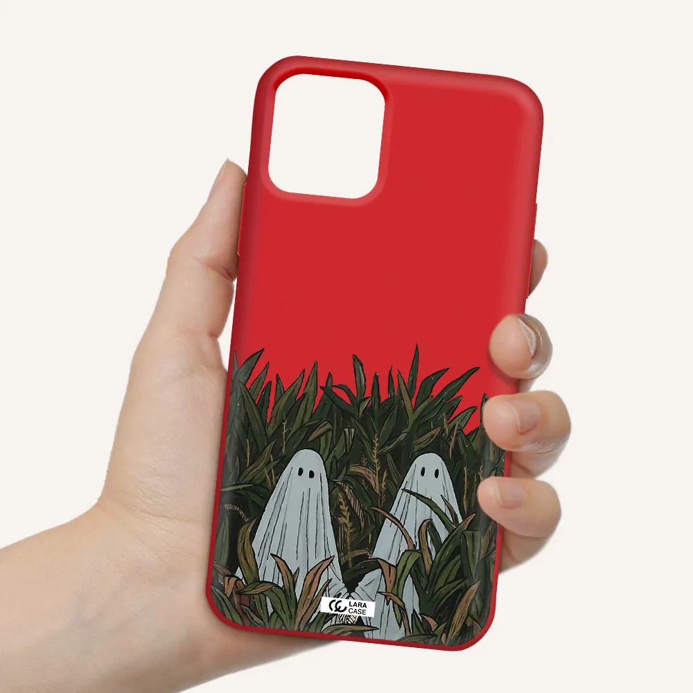 a group of ghosts in a field of grass Apple iPhone 11 pro Silicone Imperial Red Case
