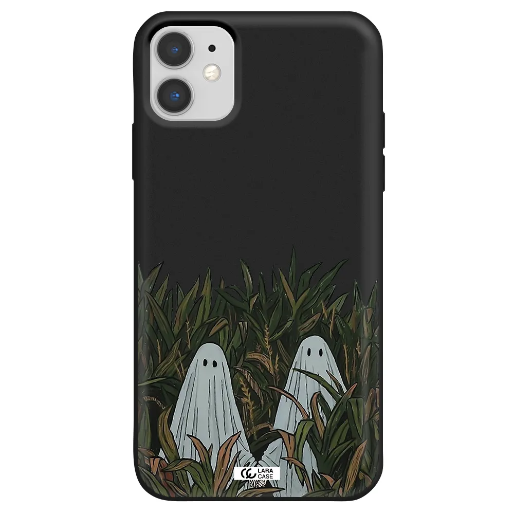 a group of ghosts in a field of grass Apple iPhone 11 Silicone black Case