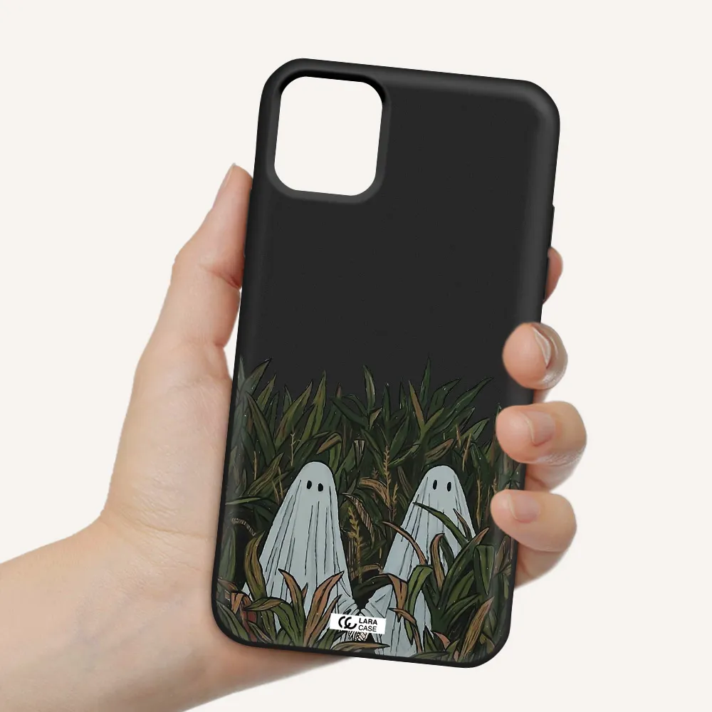 a group of ghosts in a field of grass Apple iPhone 11 Silicone black Case