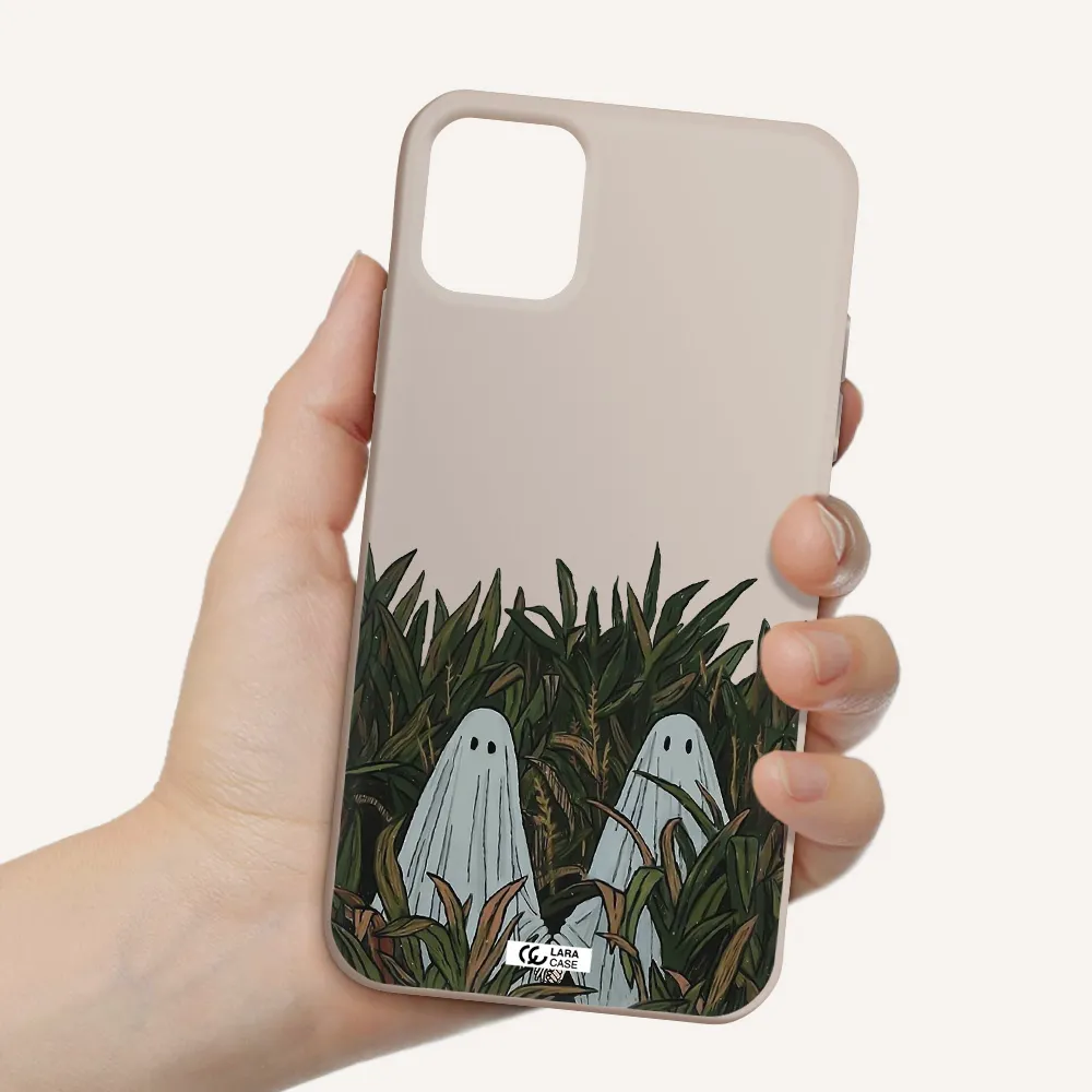 a group of ghosts in a field of grass Apple iPhone 11 Silicone Stone Case