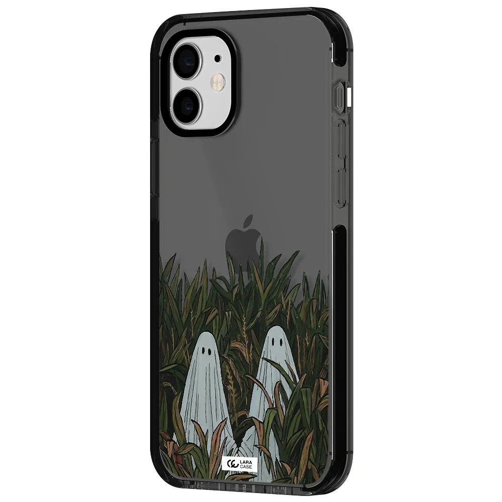a group of ghosts in a field of grass Apple iPhone 12 impact Smoke Black Case