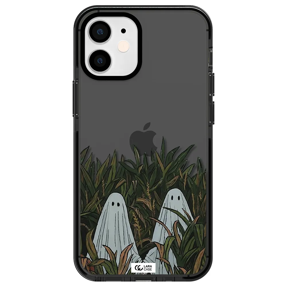 a group of ghosts in a field of grass Apple iPhone 12 mini impact Smoke Black Case