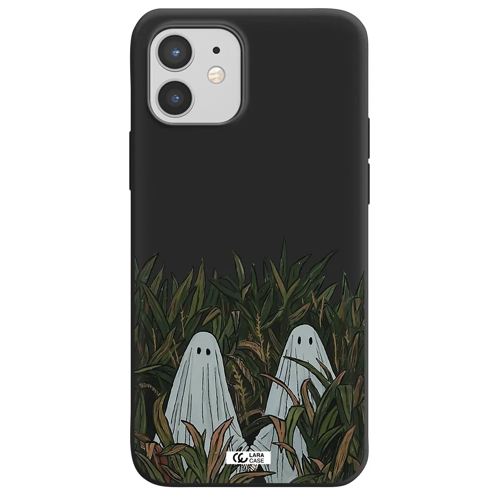 a group of ghosts in a field of grass Apple iPhone 12 mini Silicone black Case