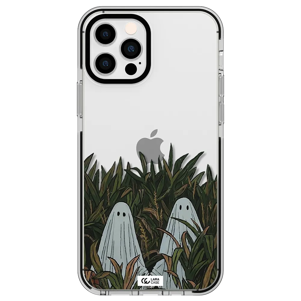 a group of ghosts in a field of grass Apple iPhone 12 pro impact black border Case