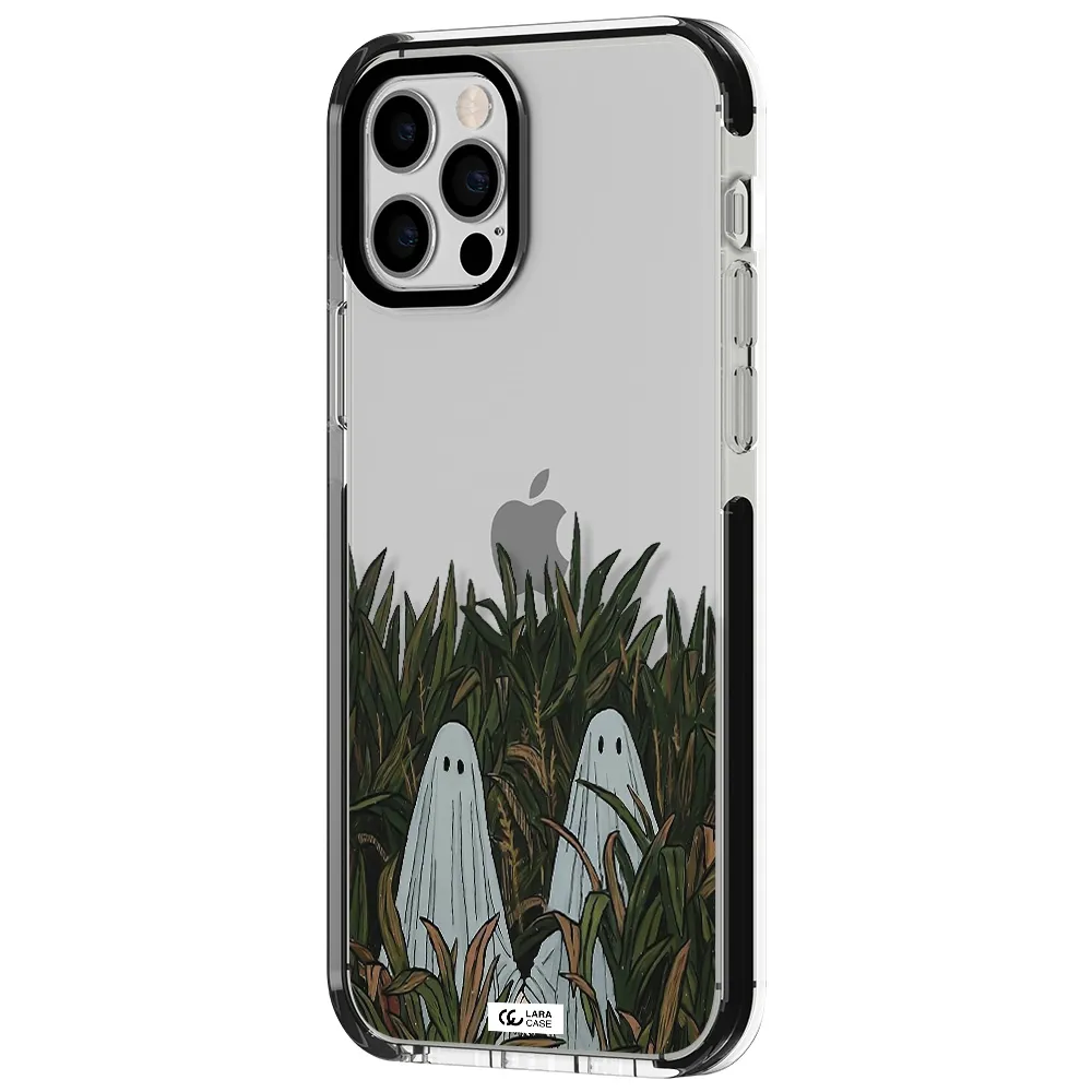 a group of ghosts in a field of grass Apple iPhone 12 pro impact black border Case