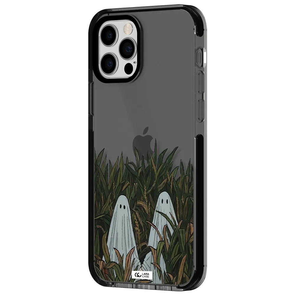 a group of ghosts in a field of grass Apple iPhone 12 pro impact Smoke Black Case
