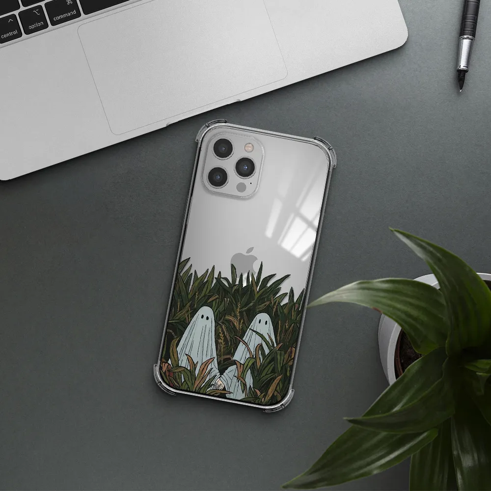a group of ghosts in a field of grass Apple iPhone 12 pro max Clear PC Case
