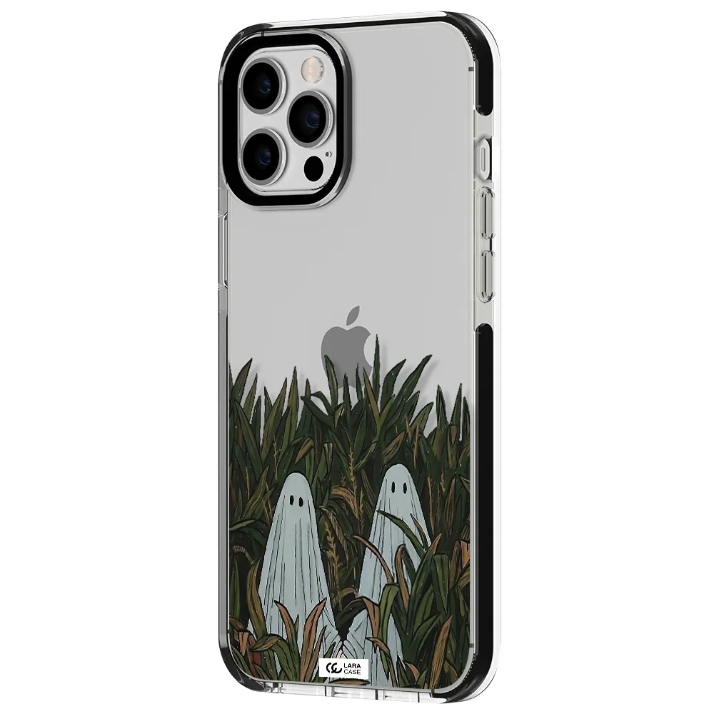 a group of ghosts in a field of grass Apple iPhone 12 pro max impact black border Case