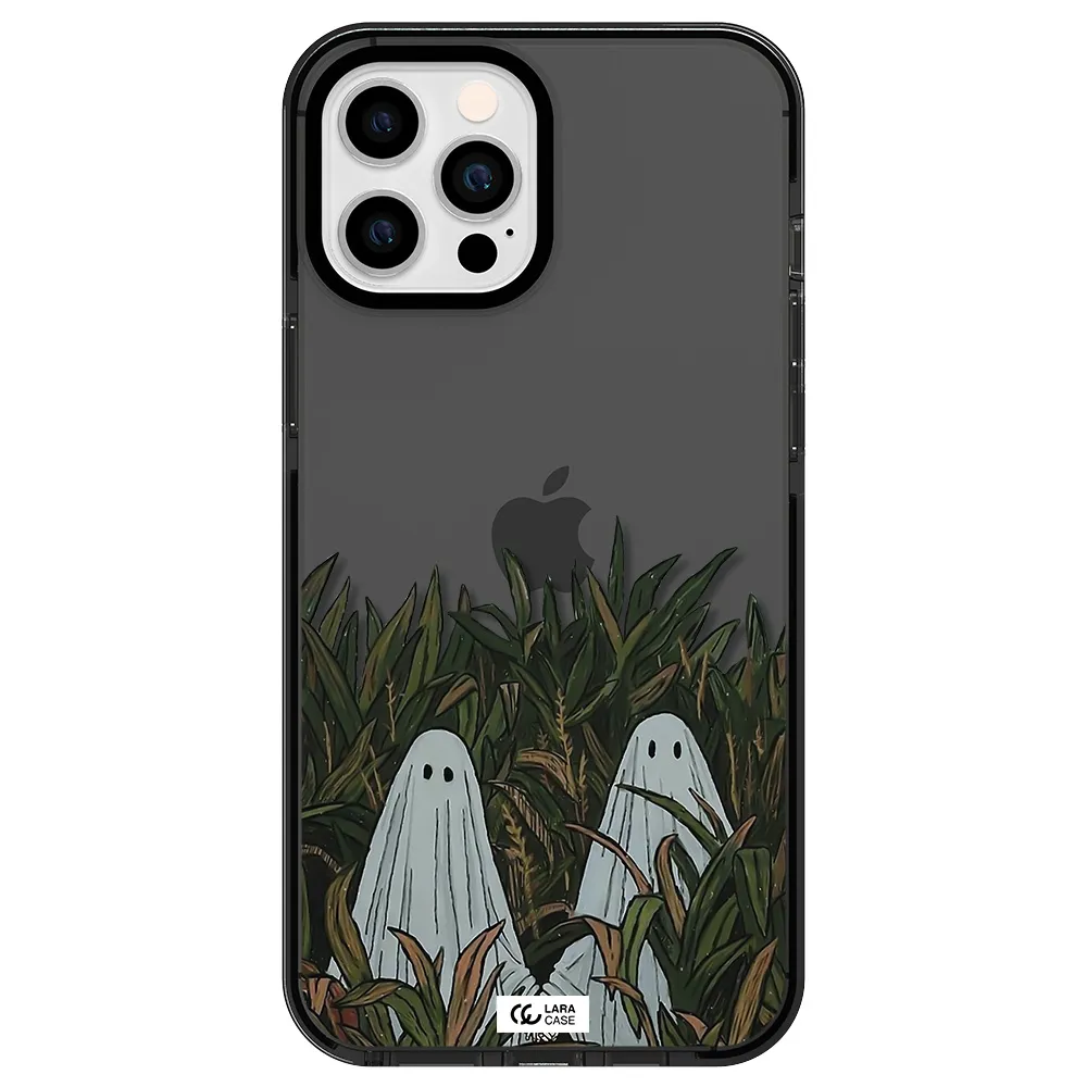 a group of ghosts in a field of grass Apple iPhone 12 pro max impact Smoke Black Case