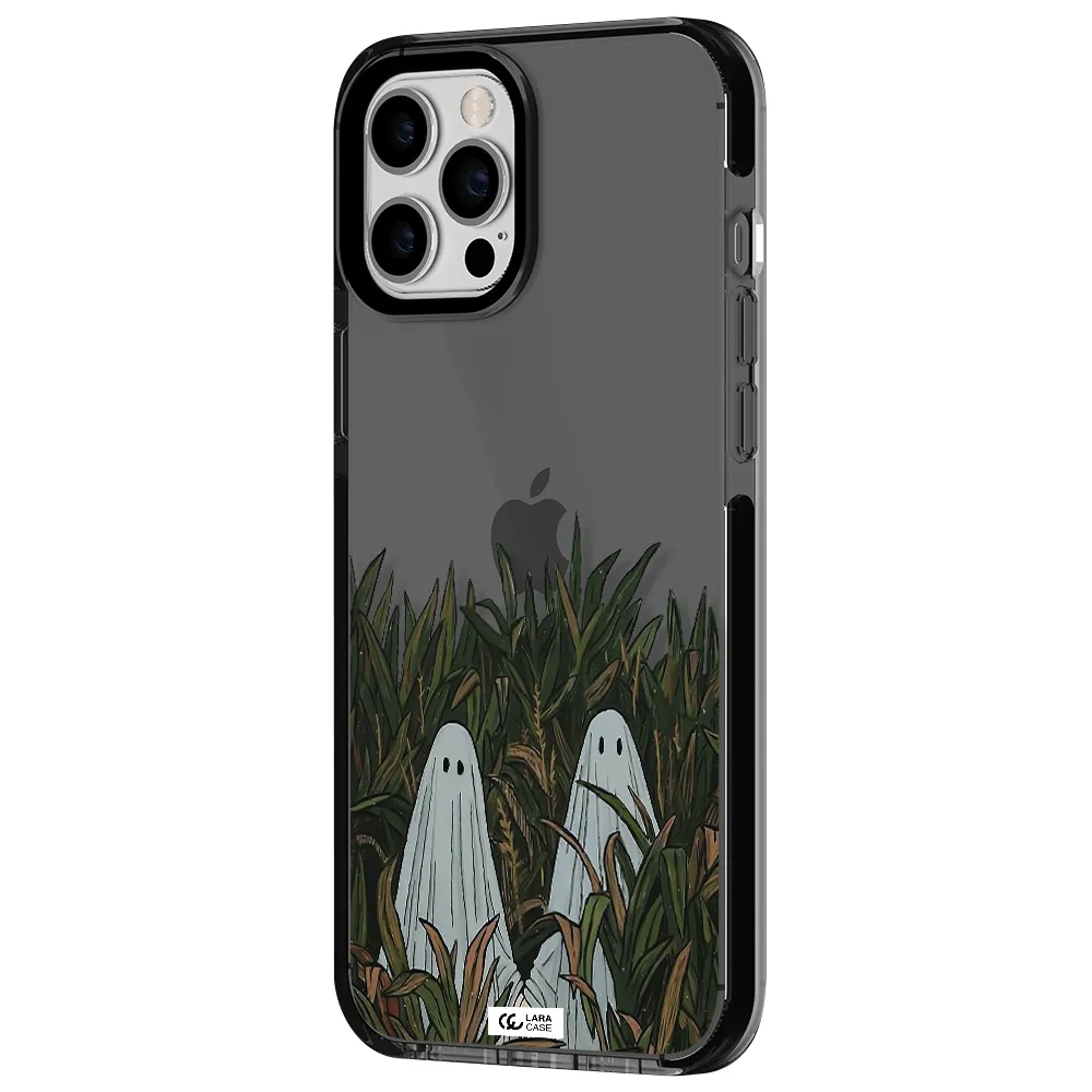 a group of ghosts in a field of grass Apple iPhone 12 pro max impact Smoke Black Case